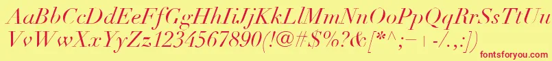 LinotypeDidotLtItalic Font – Red Fonts on Yellow Background