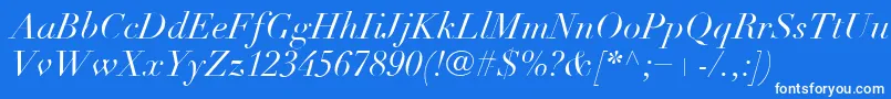 More about LinotypeDidotLtItalic Font LinotypeDidotLtItalic Font – White Fonts on Blue Background