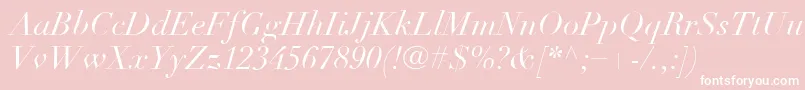 LinotypeDidotLtItalic-Schriftart – Weiße Schriften auf rosa Hintergrund
