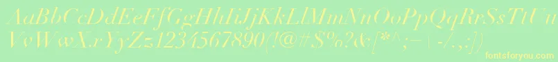 フォントLinotypeDidotLtItalic – 黄色の文字が緑の背景にあります