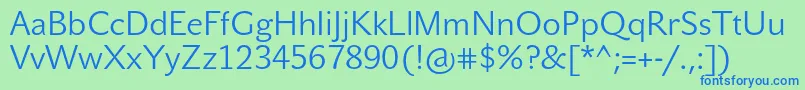 Fonte JohnsansLitePro – fontes azuis em um fundo verde