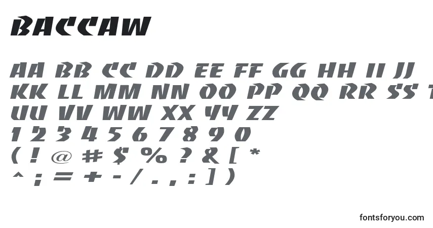 A fonte Baccaw – alfabeto, números, caracteres especiais
