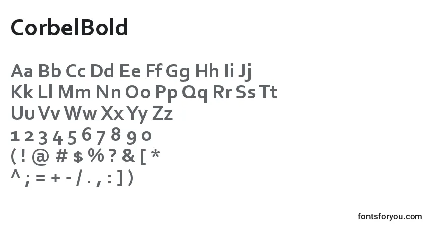 A fonte CorbelBold – alfabeto, números, caracteres especiais