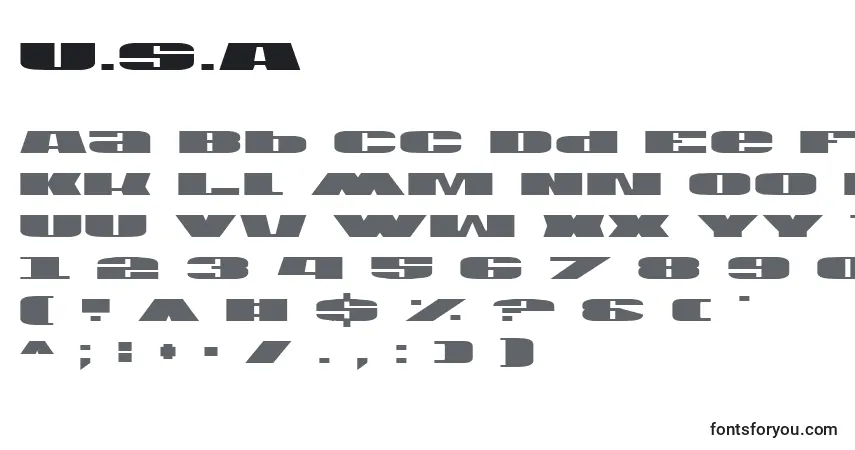 Schriftart U.S.A – Alphabet, Zahlen, spezielle Symbole