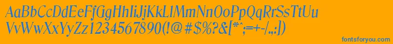 Czcionka DenverserialItalic – niebieskie czcionki na pomarańczowym tle