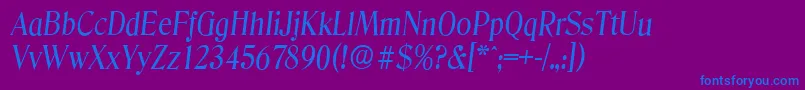 Fonte DenverserialItalic – fontes azuis em um fundo violeta