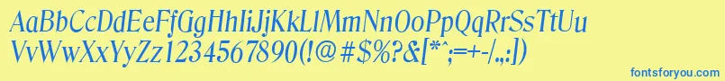 DenverserialItalic-Schriftart – Blaue Schriften auf gelbem Hintergrund
