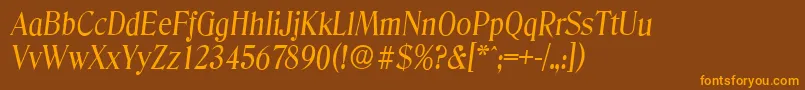 DenverserialItalic-Schriftart – Orangefarbene Schriften auf braunem Hintergrund