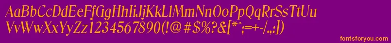 DenverserialItalic-Schriftart – Orangefarbene Schriften auf violettem Hintergrund