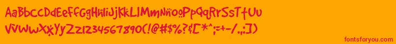 Gooddog Cool-Schriftart – Rote Schriften auf orangefarbenem Hintergrund