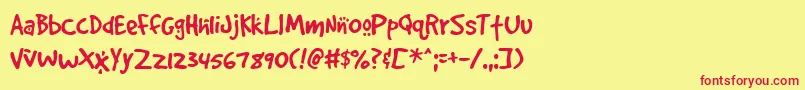 Gooddog Cool-Schriftart – Rote Schriften auf gelbem Hintergrund