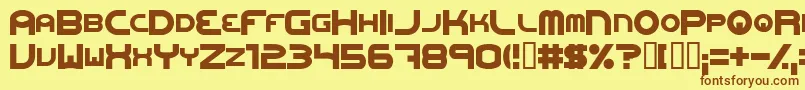 フォントOneweb – 茶色の文字が黄色の背景にあります。