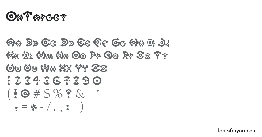 Czcionka OnTarget – alfabet, cyfry, specjalne znaki