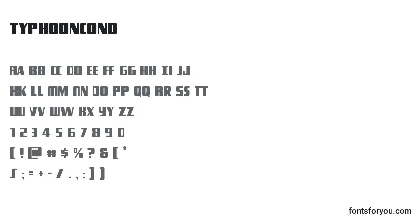 Schriftart Typhooncond – Alphabet, Zahlen, spezielle Symbole