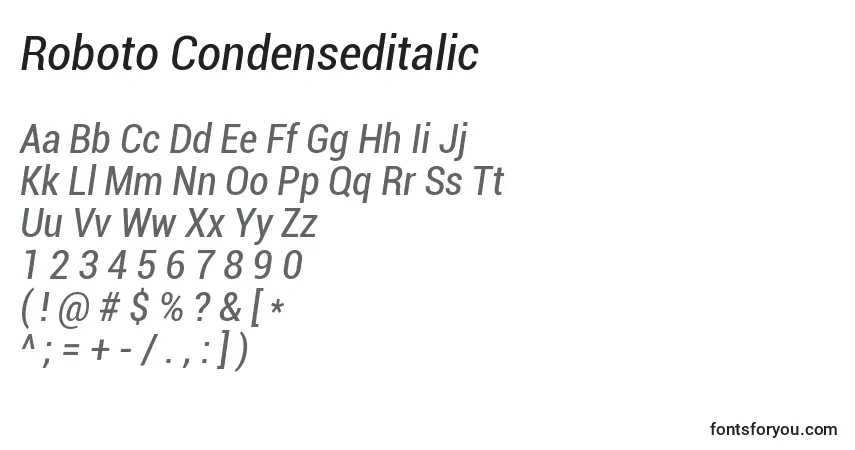 Police Roboto Condenseditalic - Alphabet, Chiffres, Caractères Spéciaux