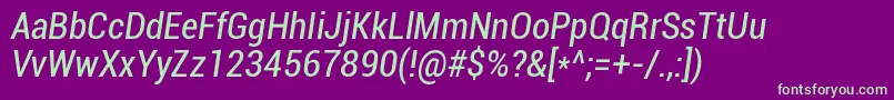 Roboto Condenseditalic Font – Green Fonts on Purple Background