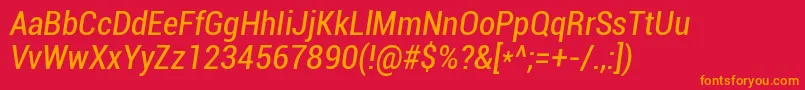 Roboto Condenseditalic Font – Orange Fonts on Red Background