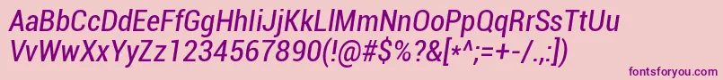 Roboto Condenseditalic Font – Purple Fonts on Pink Background