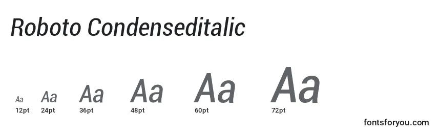Размеры шрифта Roboto Condenseditalic