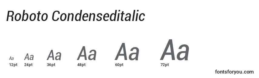 Tamanhos de fonte Roboto Condenseditalic