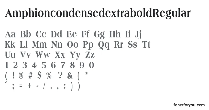 A fonte AmphioncondensedextraboldRegular – alfabeto, números, caracteres especiais