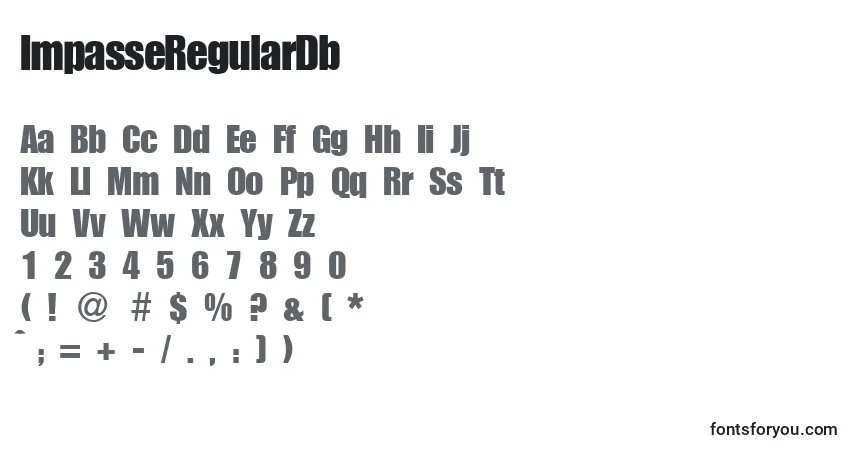 Schriftart ImpasseRegularDb – Alphabet, Zahlen, spezielle Symbole