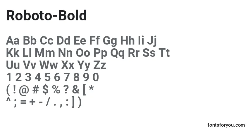 Czcionka Roboto-Bold – alfabet, cyfry, specjalne znaki