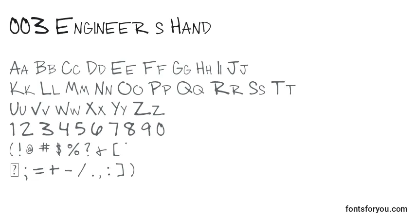 Schriftart 003 Engineer s Hand – Alphabet, Zahlen, spezielle Symbole