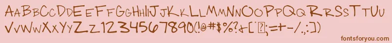 Saiba mais sobre a fonte 003 Engineer s Hand Fonte 003 Engineer s Hand – fontes marrons em um fundo rosa