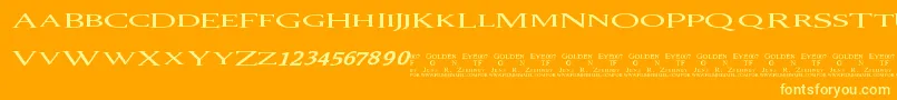 007 GoldenEye-Schriftart – Gelbe Schriften auf orangefarbenem Hintergrund