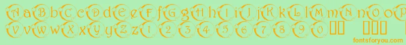 101 Star Lit Nght Font – Orange Fonts on Green Background