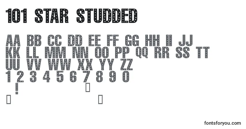 Schriftart 101 StaR StuDDeD – Alphabet, Zahlen, spezielle Symbole