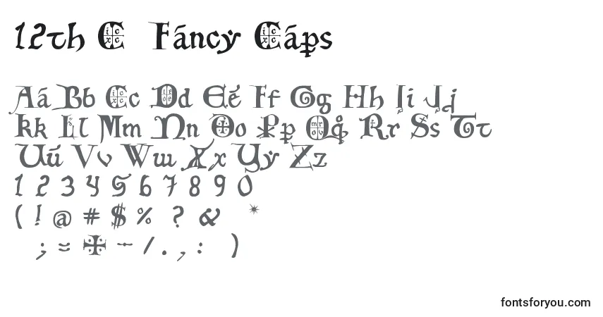 12th C  Fancy Capsフォント–アルファベット、数字、特殊文字