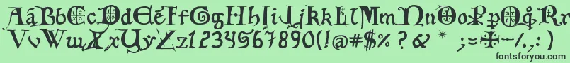 12th C  Fancy Caps Font – Black Fonts on Green Background