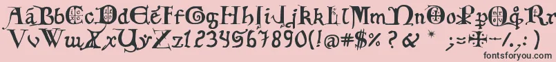 12th C  Fancy Caps Font – Black Fonts on Pink Background