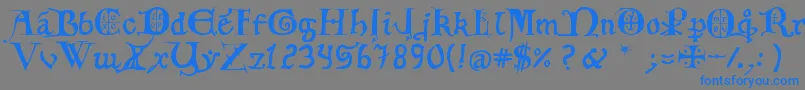 12th C  Fancy Caps Font – Blue Fonts on Gray Background