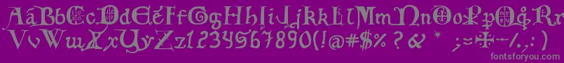 12th C  Fancy Caps Font – Gray Fonts on Purple Background