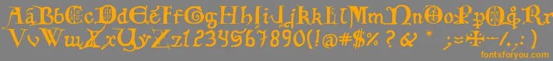 12th C  Fancy Caps Font – Orange Fonts on Gray Background