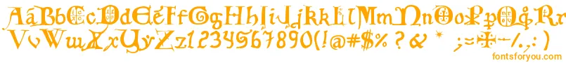 12th C  Fancy Caps Font – Orange Fonts on White Background