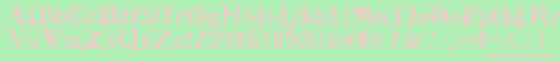 12th C  Fancy Caps Font – Pink Fonts on Green Background