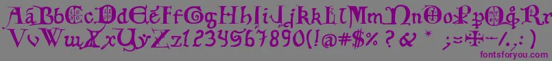 12th C  Fancy Caps Font – Purple Fonts on Gray Background
