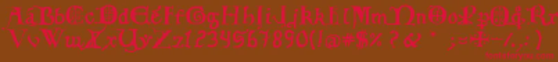 12th C  Fancy Caps Font – Red Fonts on Brown Background