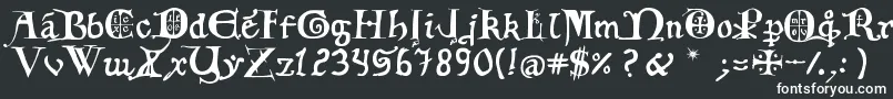 12th C  Fancy Caps Font – White Fonts on Black Background