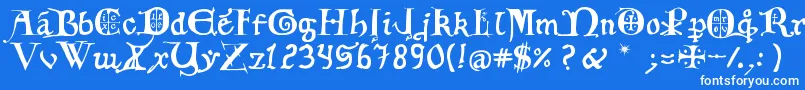 Czcionka 12th C  Fancy Caps – białe czcionki na niebieskim tle