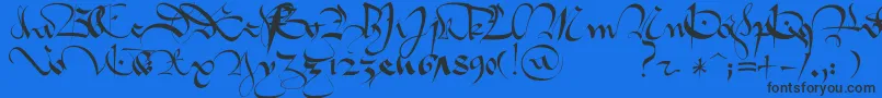 1413   Gothique Cursive Font – Black Fonts on Blue Background