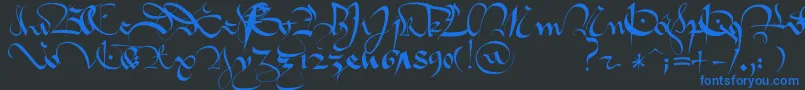 1413   Gothique Cursive Font – Blue Fonts on Black Background