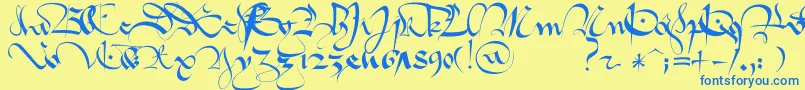 Шрифт 1413   Gothique Cursive – синие шрифты на жёлтом фоне