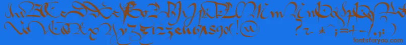 1413   Gothique Cursive Font – Brown Fonts on Blue Background