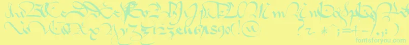 1413   Gothique Cursive-Schriftart – Grüne Schriften auf gelbem Hintergrund