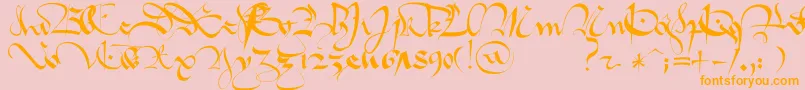 Police 1413   Gothique Cursive – polices orange sur fond rose